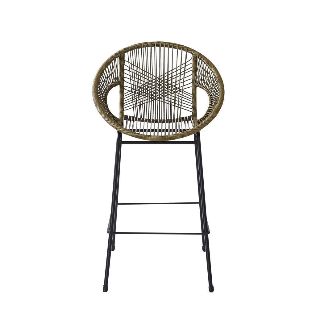 24" Height Metal Legs Faux Wicker Barstool Set of 2 X8765