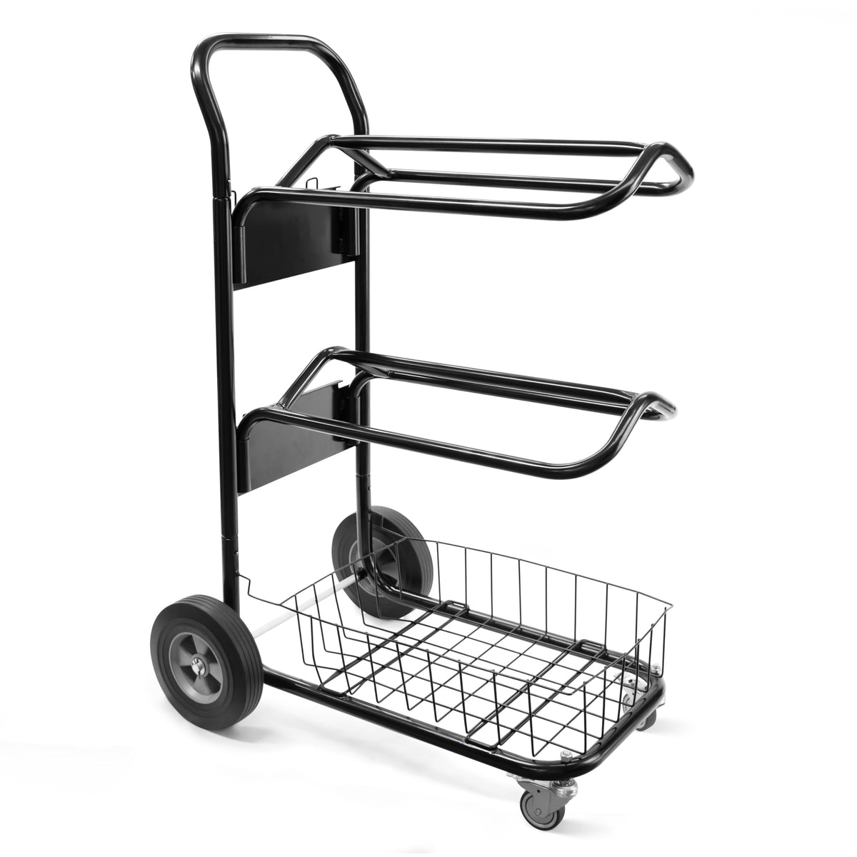 220 Lbs Rolling Saddle Rack Cart with Basket P51683