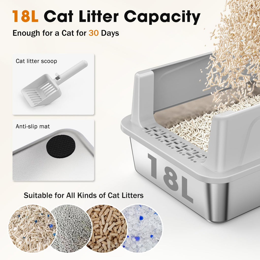 Stainless Steel Litter Box with Lid T948
