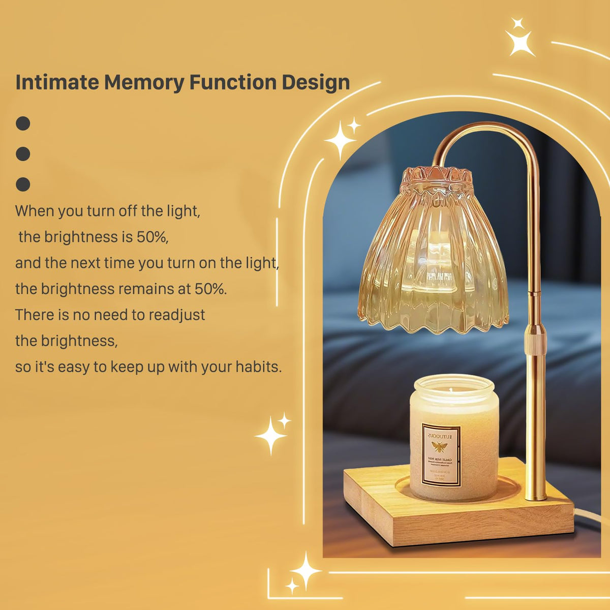 Dual Bulbs Dimmable Adjustable Height Candle Warmer A503
