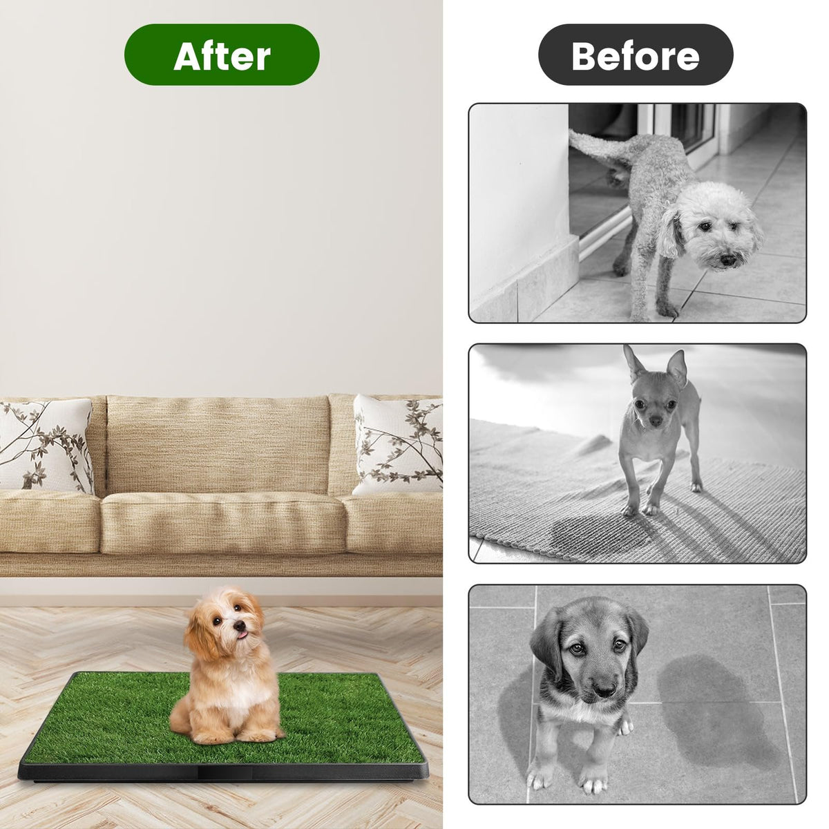 25 x 20 Inches Artificial Turf Dog Potty Grass Pad with Tray Q394682