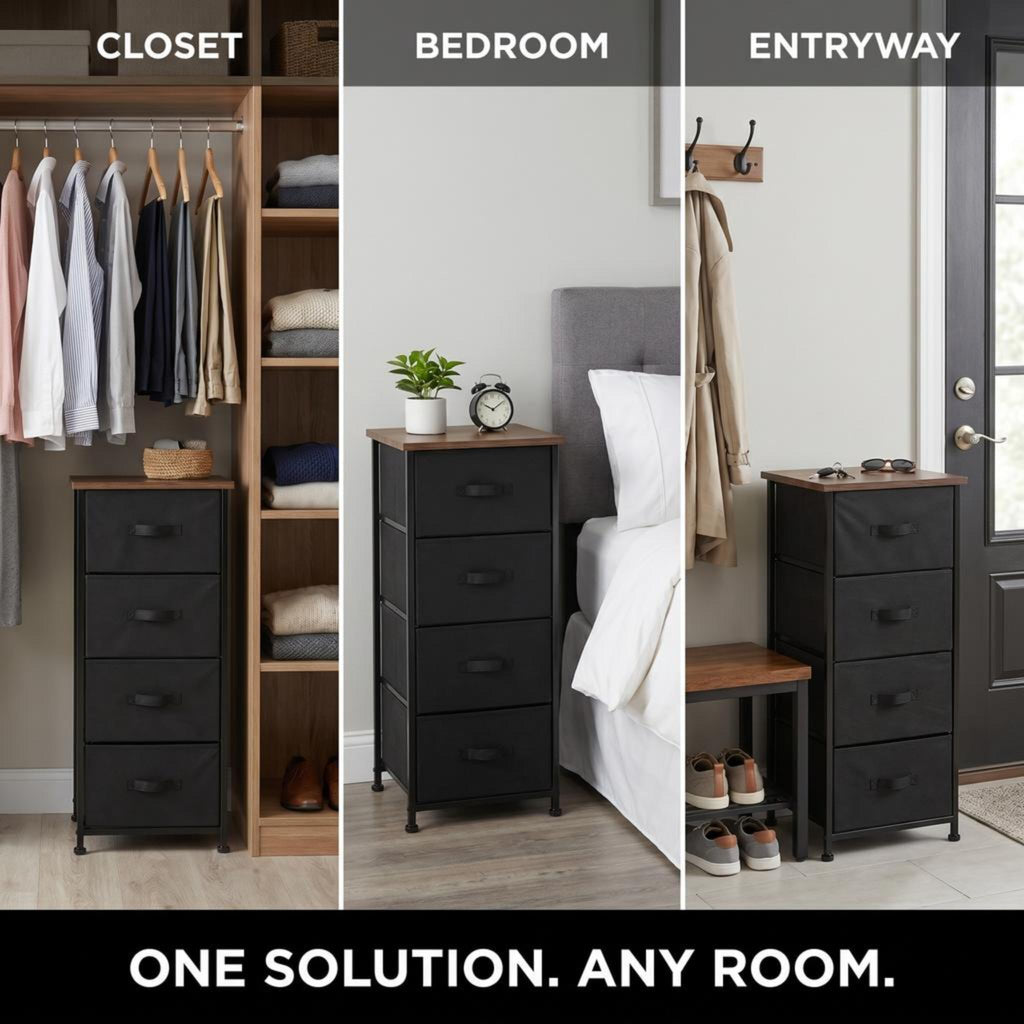 4 Drawer Fabric Storage Tower with Steel Frame W107615