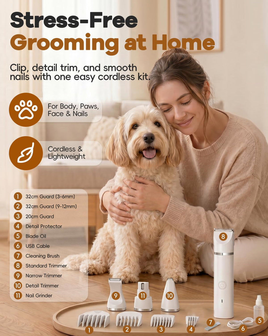 4 in 1 Dog Clippers Grooming Kit with Paw Hair Trimmer X23020
