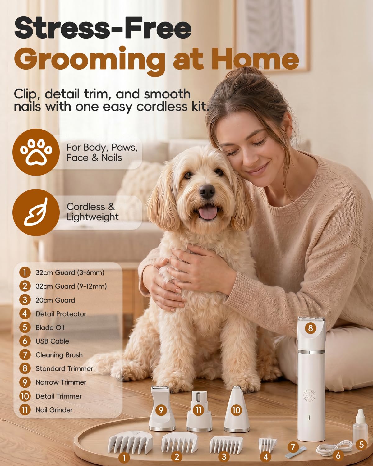 4 in 1 Dog Clippers Grooming Kit with Paw Hair Trimmer X23020
