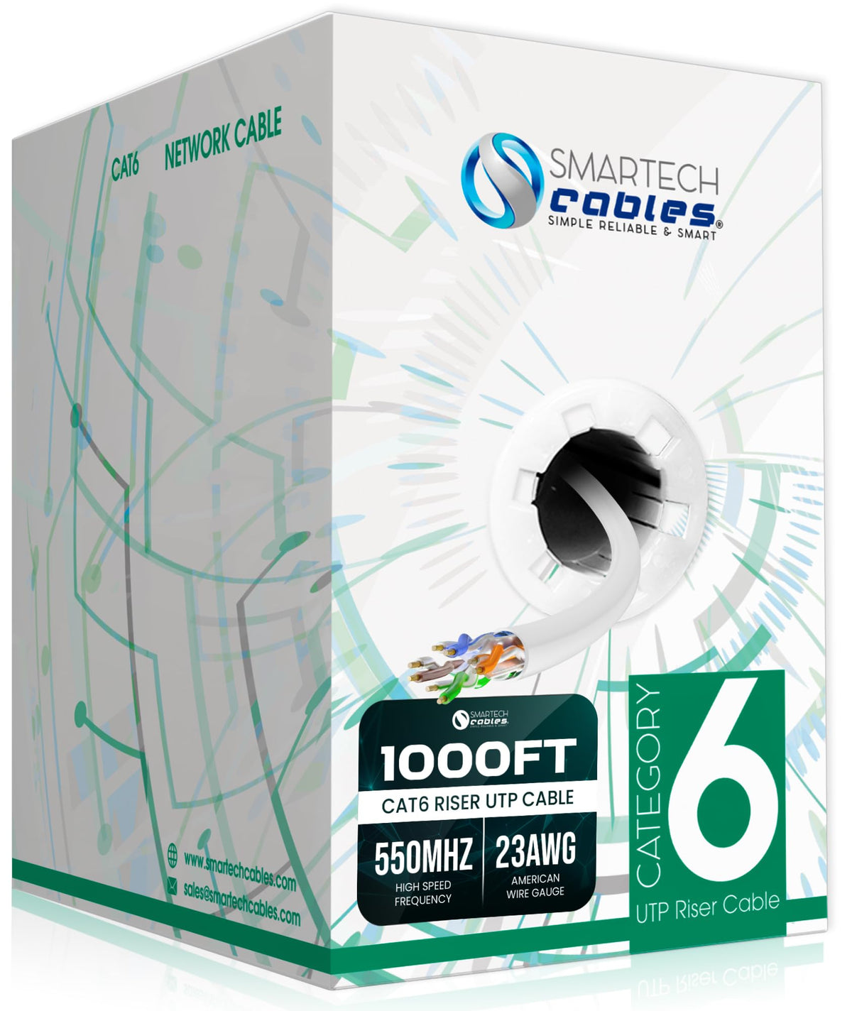 Cat 6 Ethernet Cable 1000ft 23AWG UTP 4-Pairs White I4842