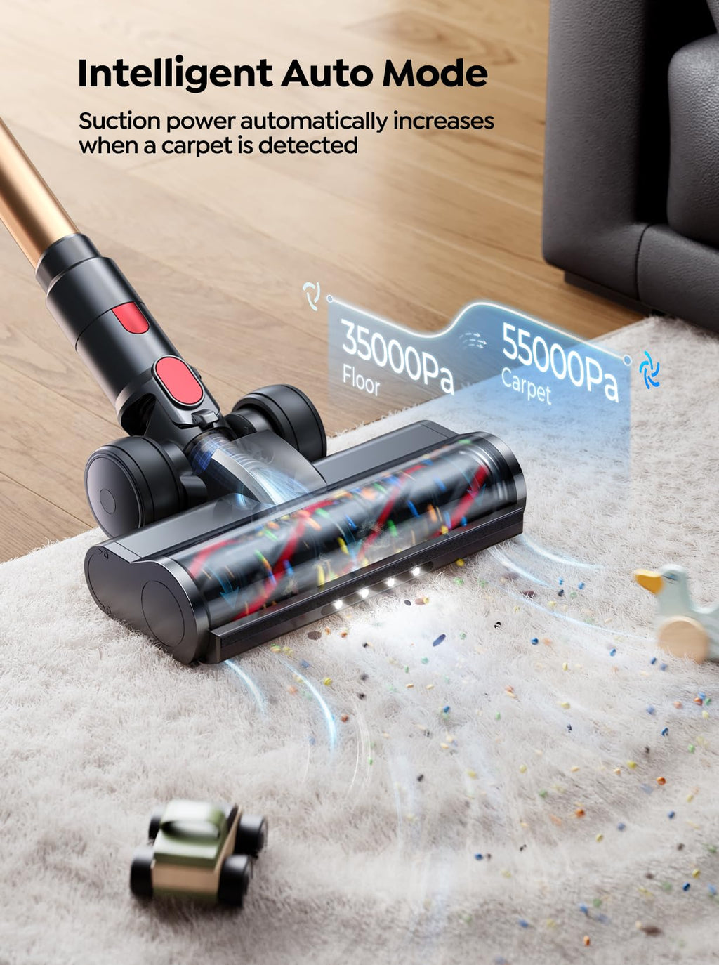 Cordless Vacuum Cleaner, 55KPA 650W 70Mins Stick Vacuum B660389
