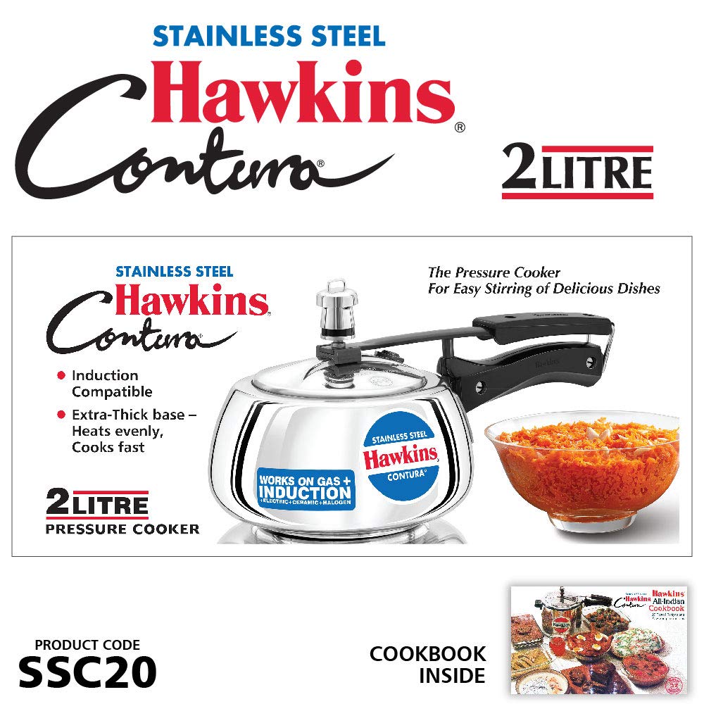 Stainless Steel Pressure Cooker, 2 Liter, Silver H749
