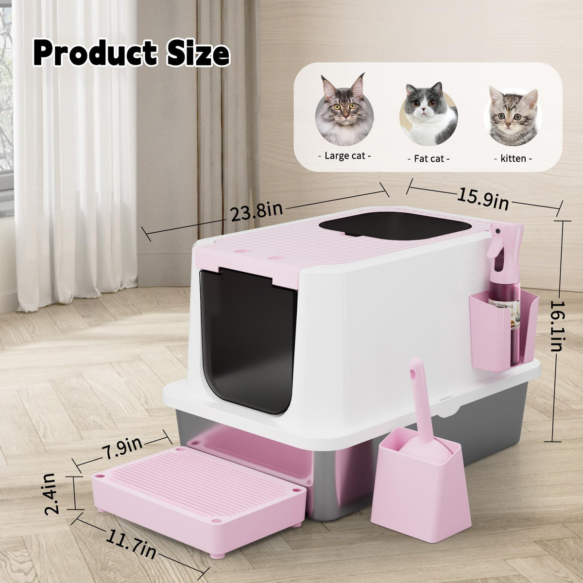 Stainless Enclosed High-Sided Covered Litter Box U958732