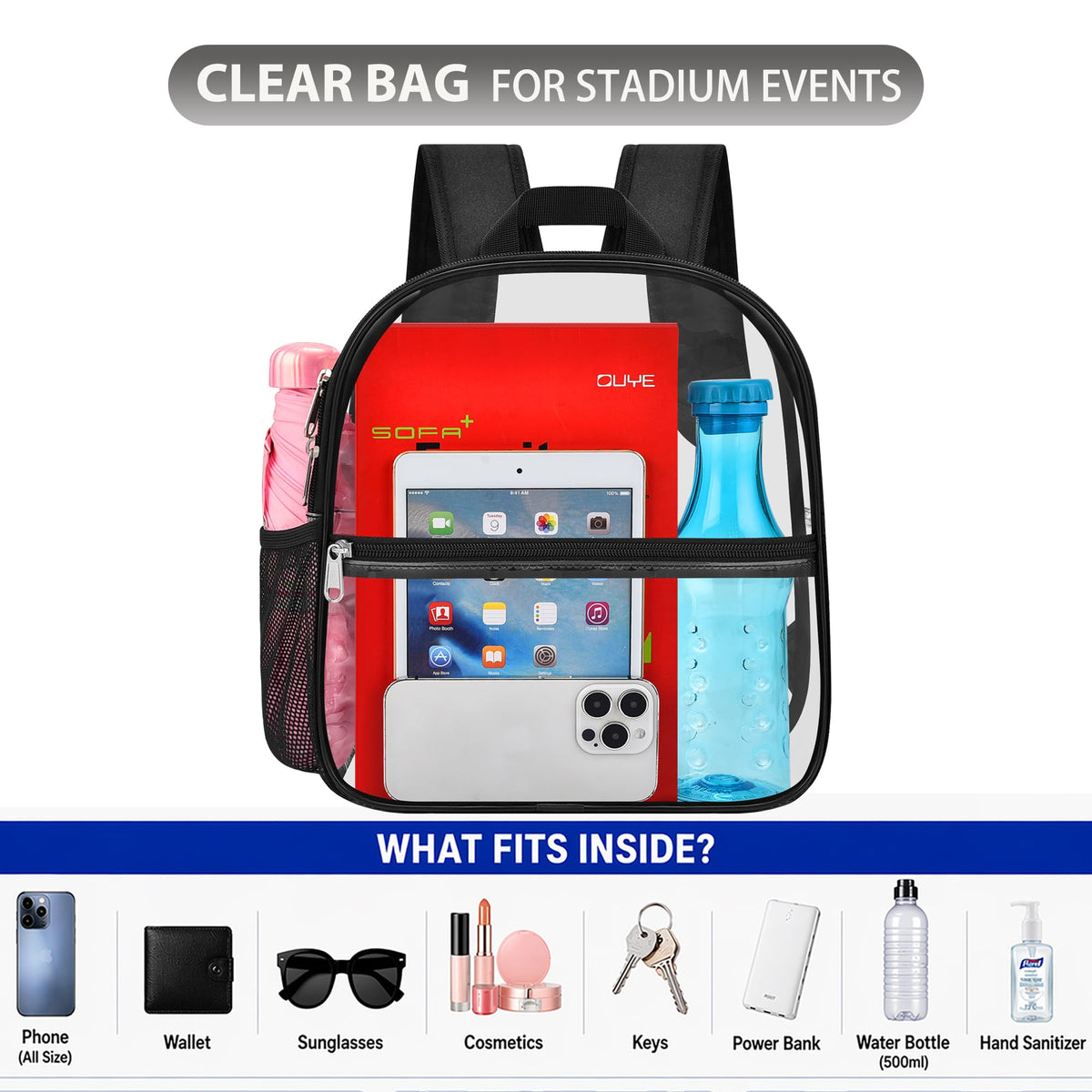 Clear Backpack 12x6x11 J3166