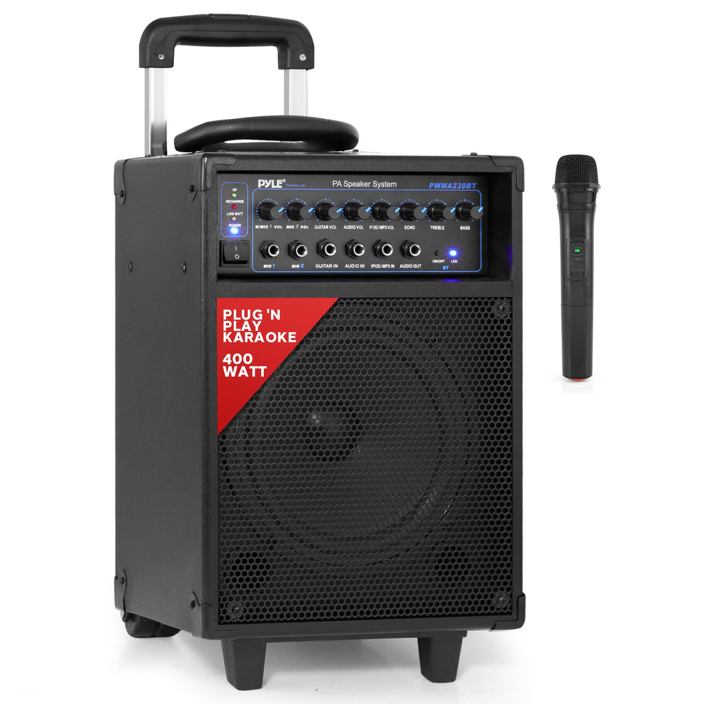 Wireless Portable PA System 400W Bluetooth Compatible Rechargeable Battery Powered Speaker Microphone Set D941