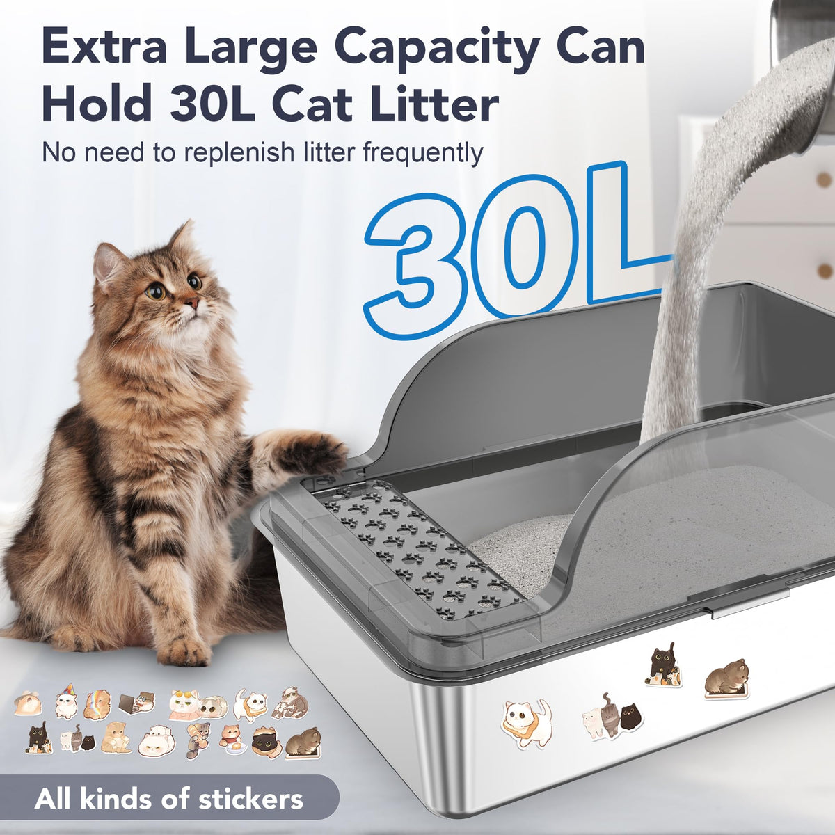 Stainless Steel Enclosed Cat Litter Box D2386