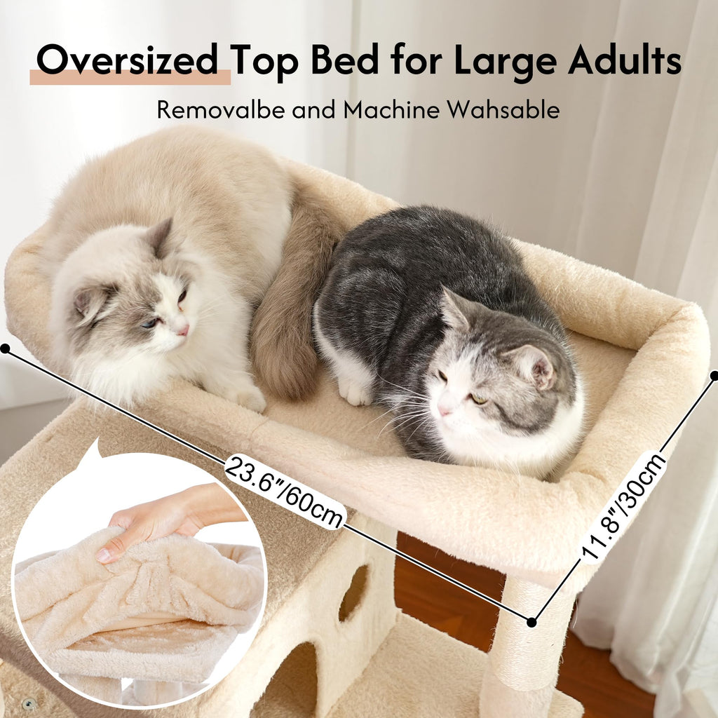 Beige Cat Tree with Hammock and Bed K519263