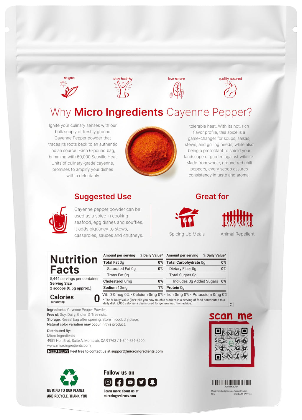 Ground Cayenne Pepper Powder 6lbs 60,000 SHU D2263