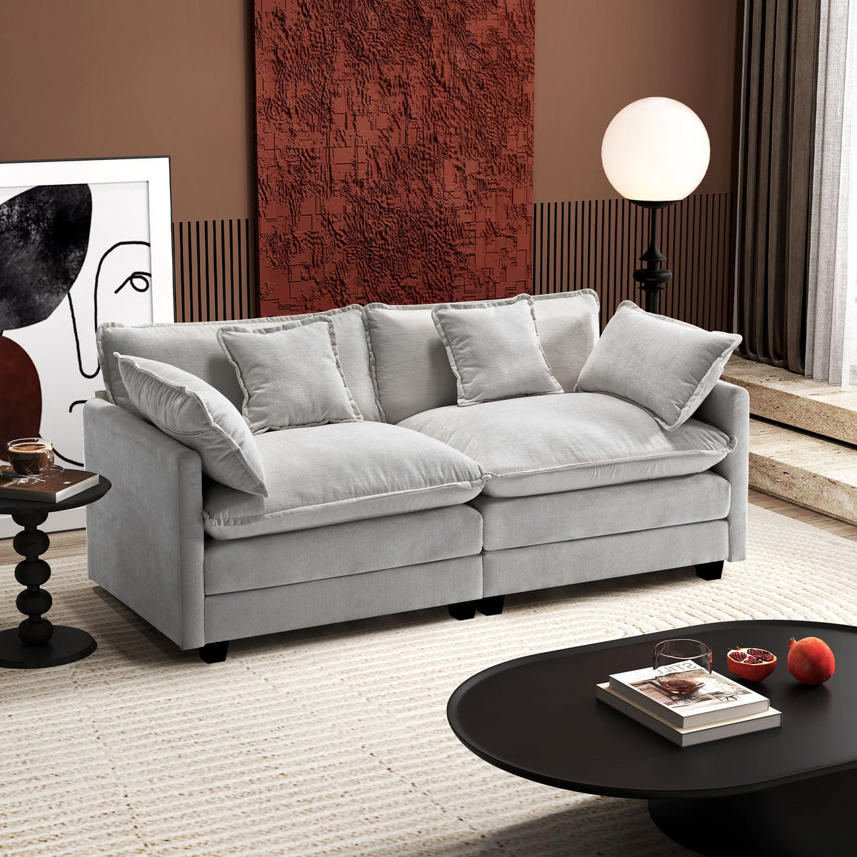 77 Inch Grey Chenille Loveseat F350