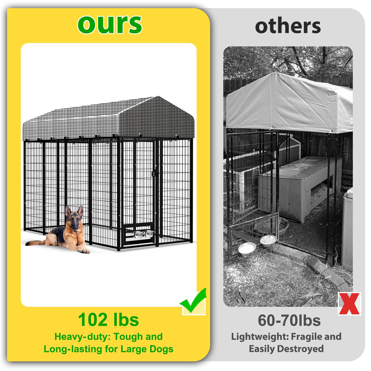 Large Outdoor Dog Kennel with Roof Cover A153