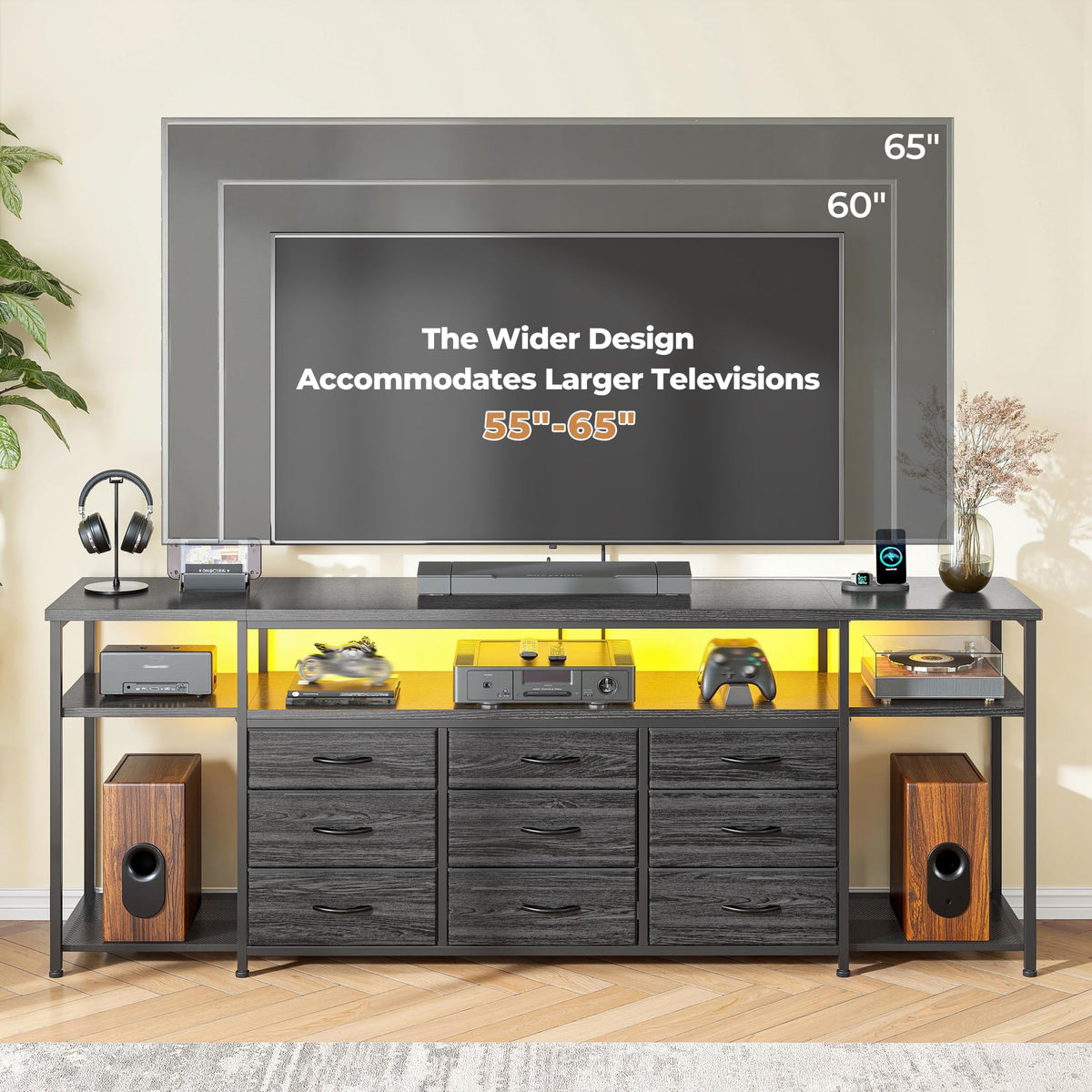 55" W TV Stand with 9 Drawers V23418