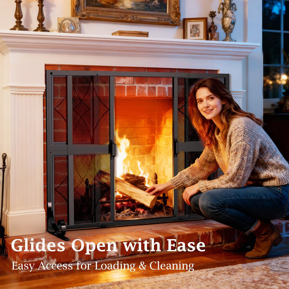 Fireplace Screen with Sliding Doors I420