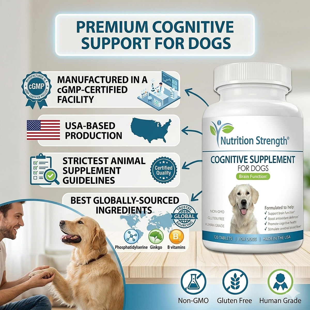 120 Chewable Tablets Cognitive Support Dog Supplement Y42221
