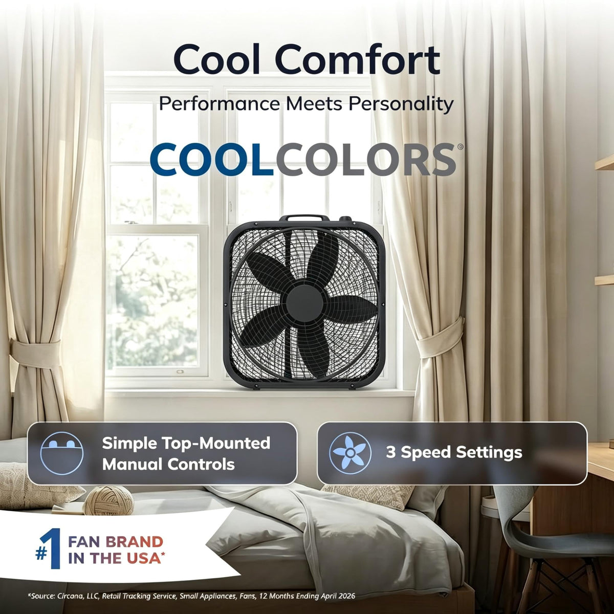 20 Inch 3 Speed Portable Box Fan Y394