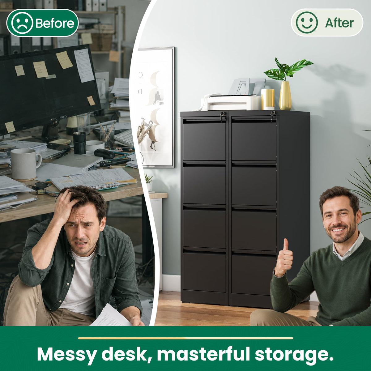 Black 4 Drawer Metal File Cabinet with Lock Q5164
