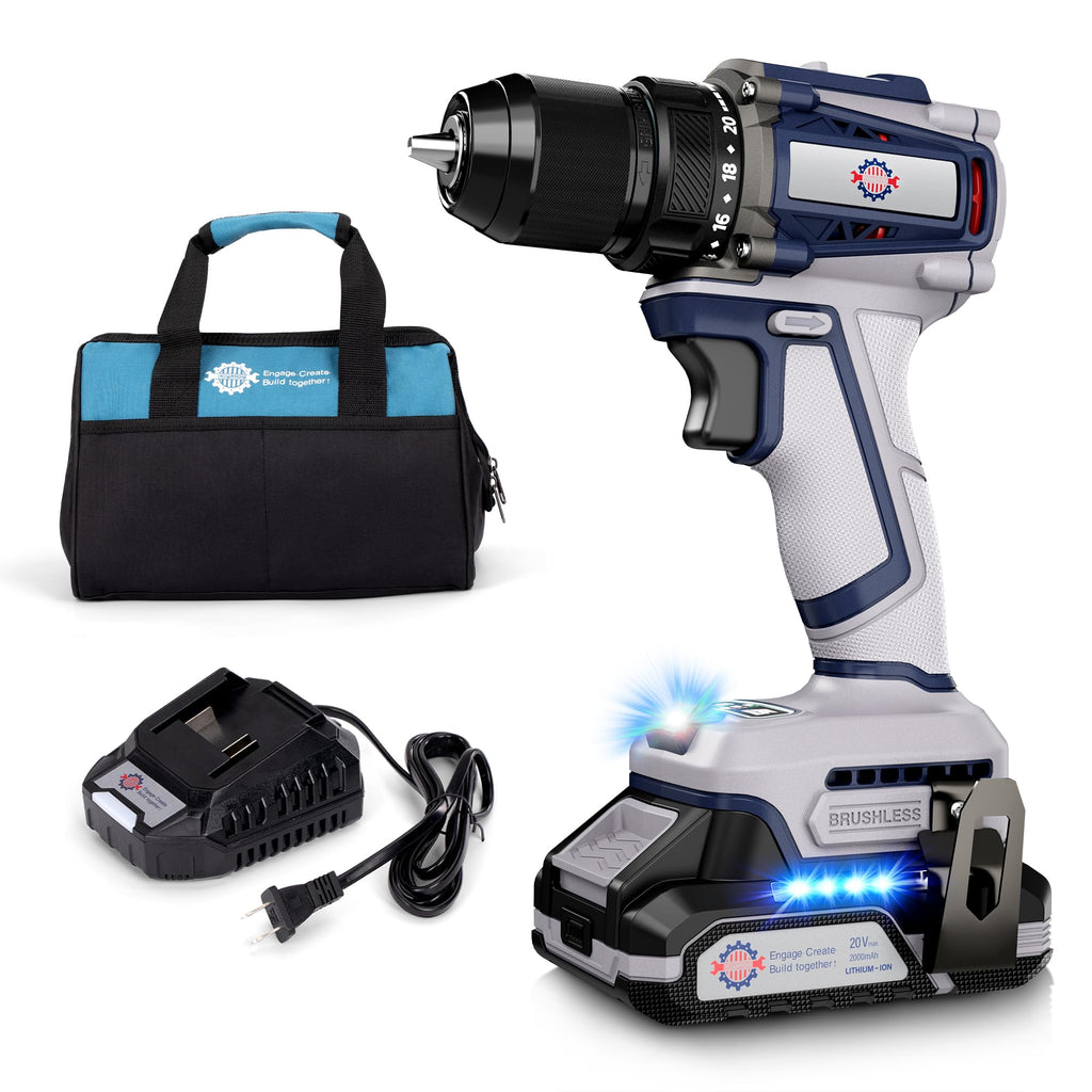 Brushless Cordless Drill Set 70N.m 3/8" Keyless Metal Chuck G85273