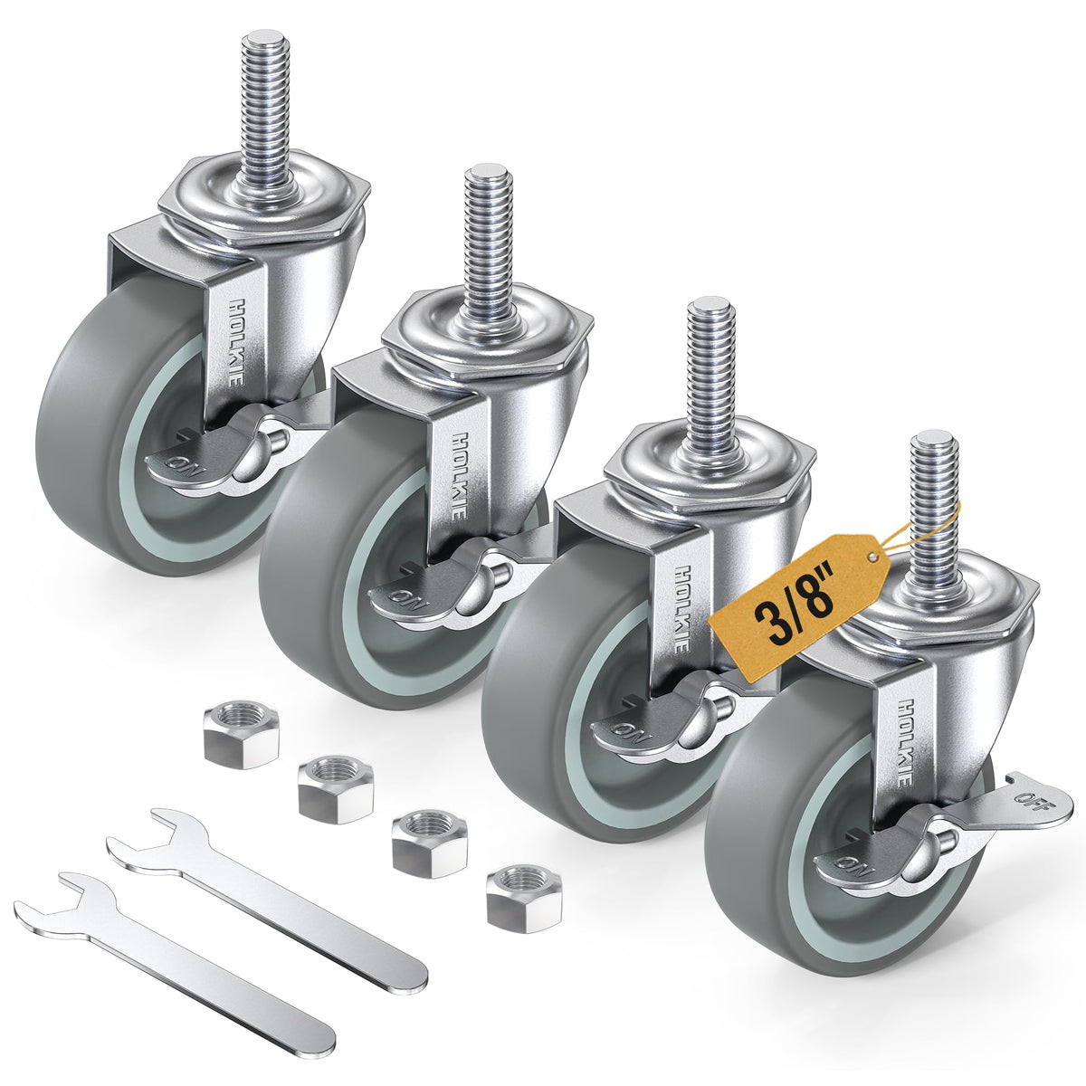 Set of 4 Stem Casters with Brake E98838