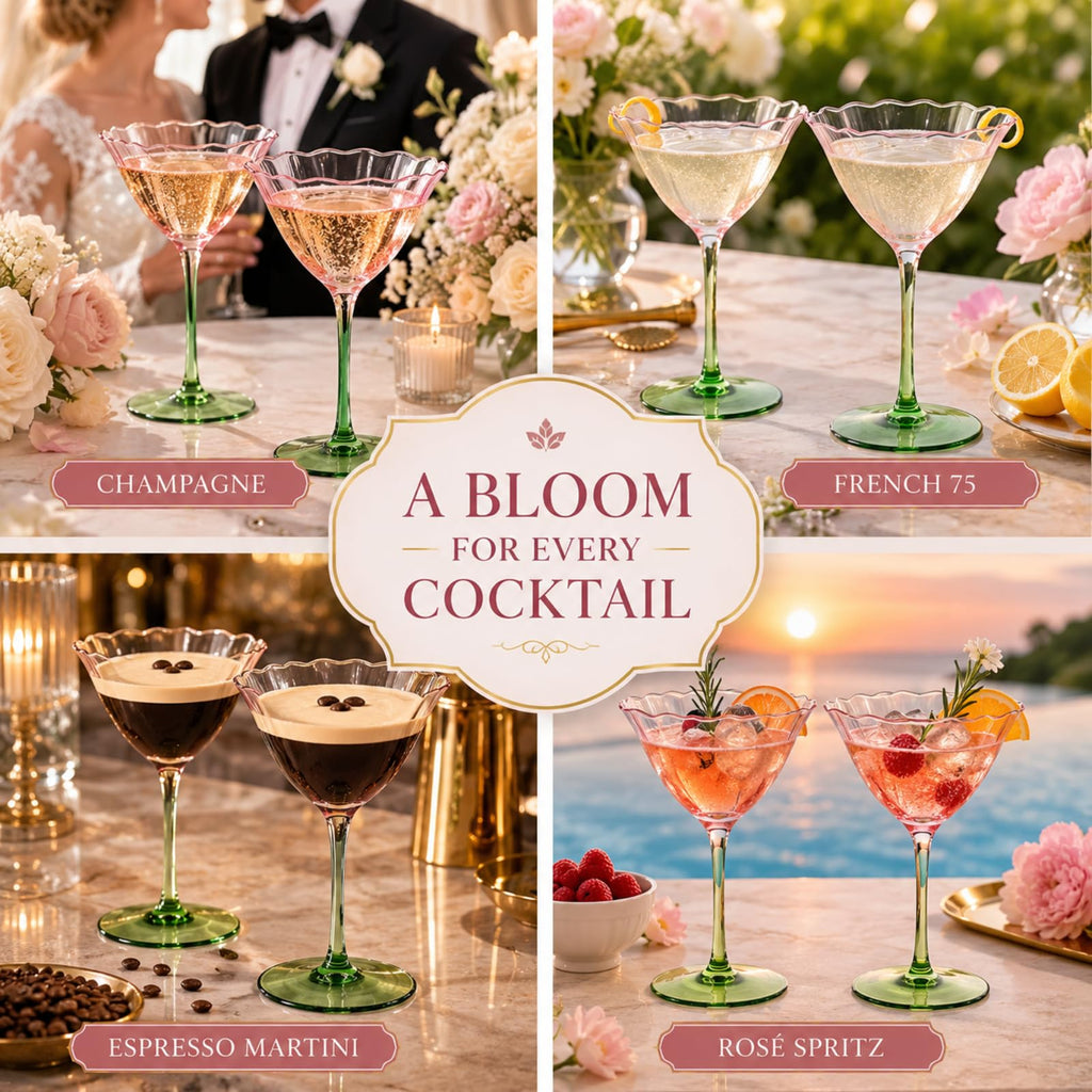 Pink Tulip Flower Cocktail Glasses 2 Set N55824