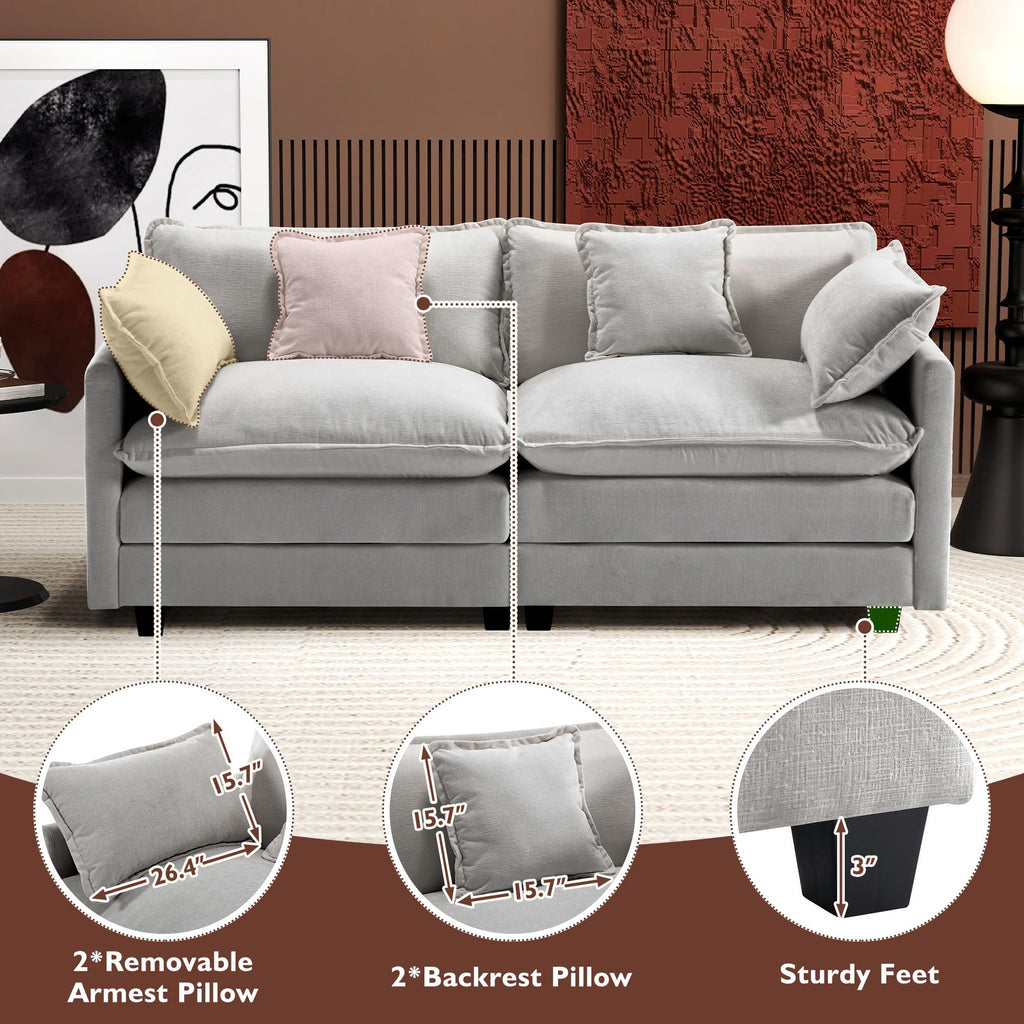 77 Inch Grey Chenille Loveseat F350