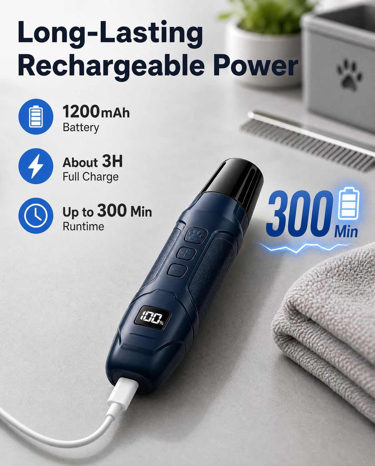 Dog Nail Grinder 16-Speed with LED Light S388064