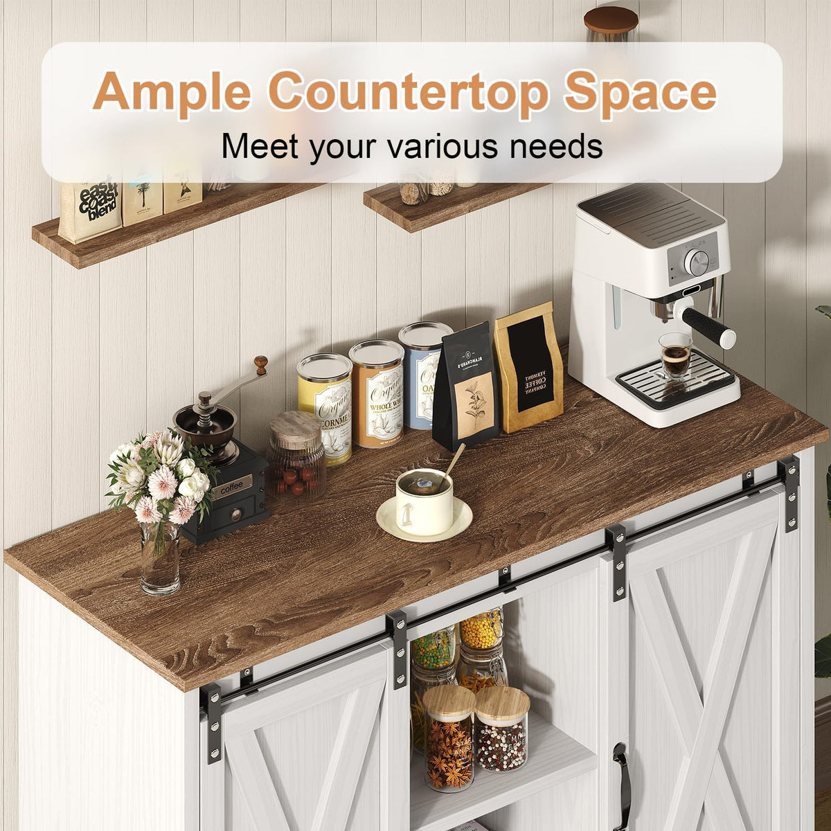 White 42 Inch Coffee Bar Cabinet S82248