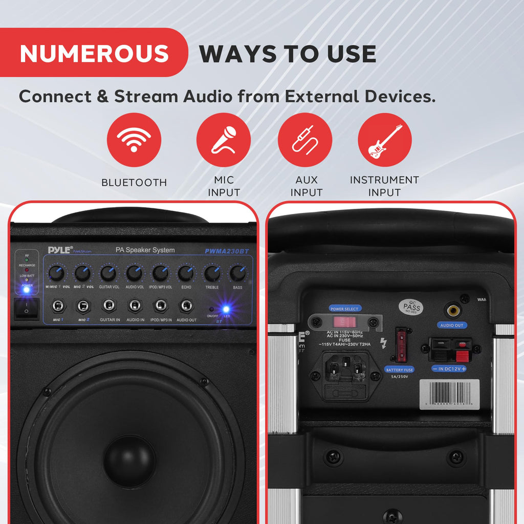 Wireless Portable PA System 400W Bluetooth Compatible Rechargeable Battery Powered Speaker Microphone Set D941