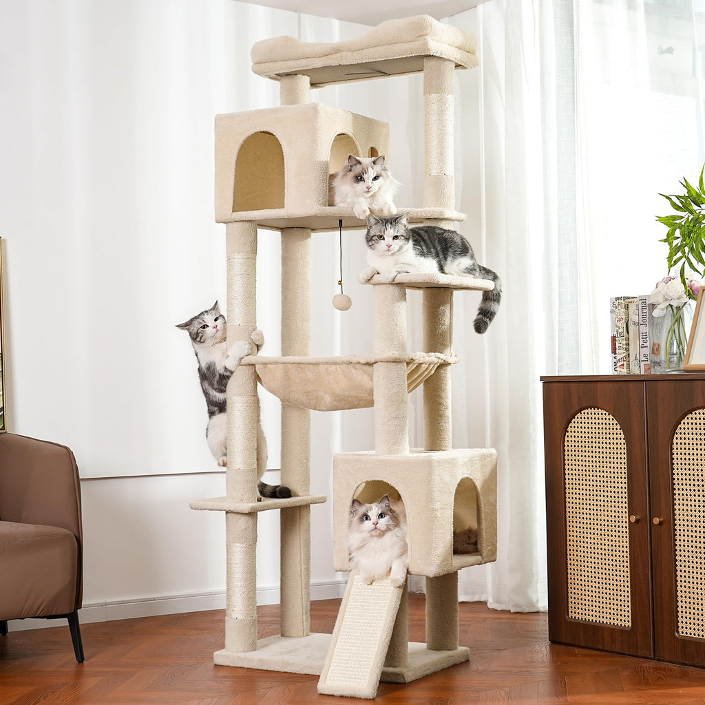 Beige Cat Tree with Hammock and Bed K519263