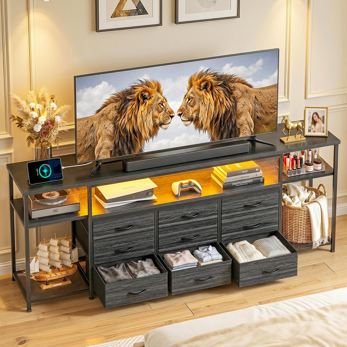 55" W TV Stand with 9 Drawers V23418