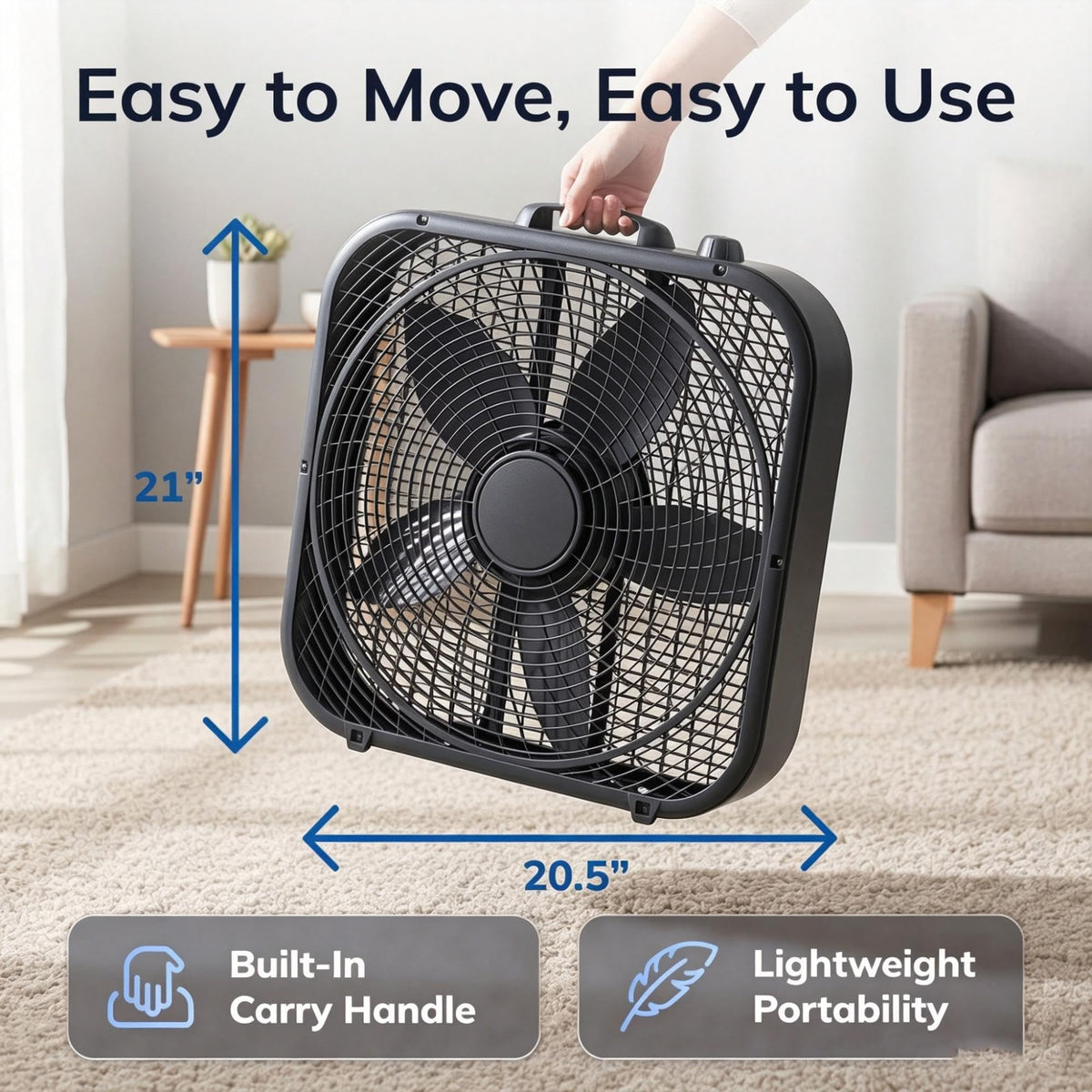 20 Inch 3 Speed Portable Box Fan Y394