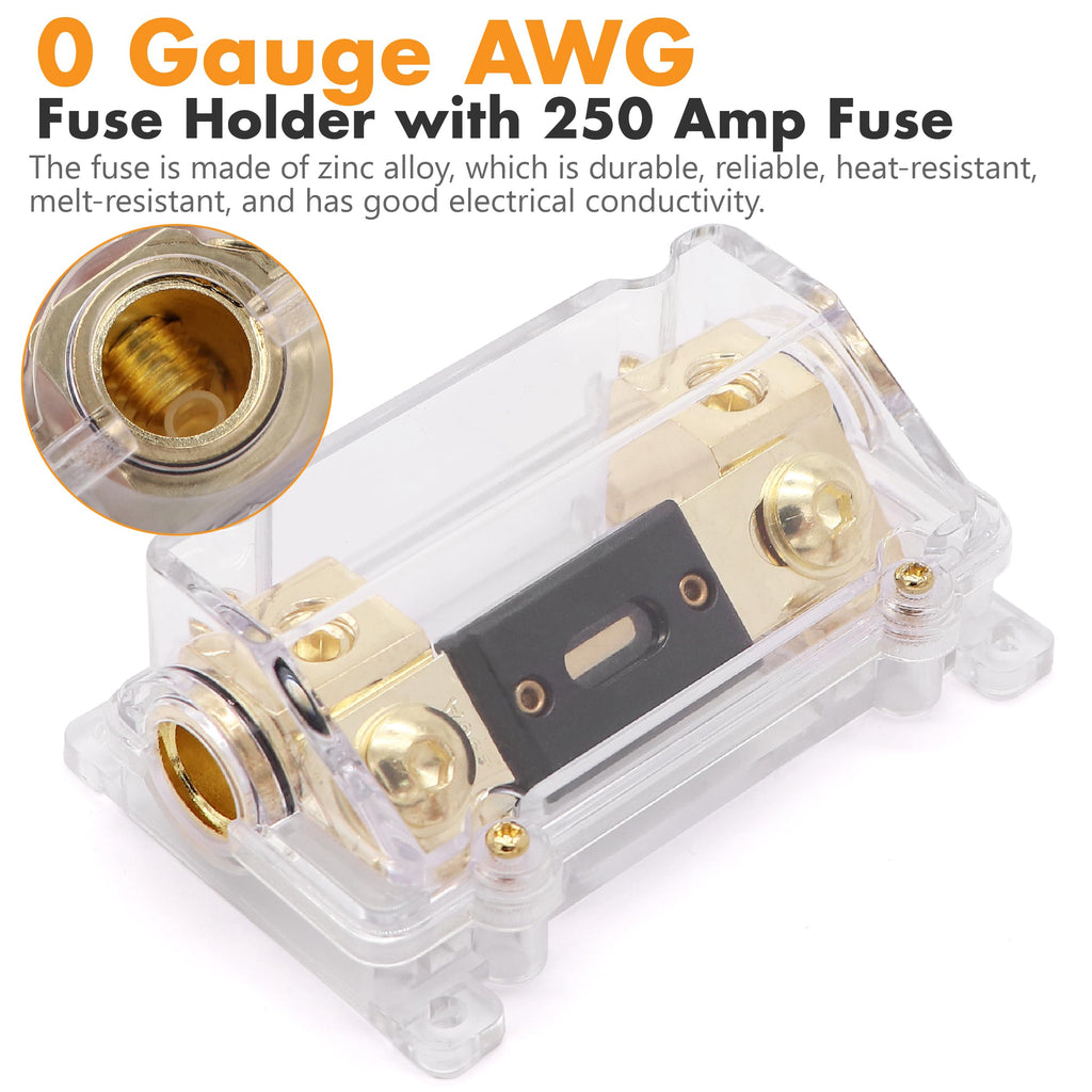 0 Gauge Pure OFC Amplifier Wiring Kit with Fuse Holder & RCA O62723