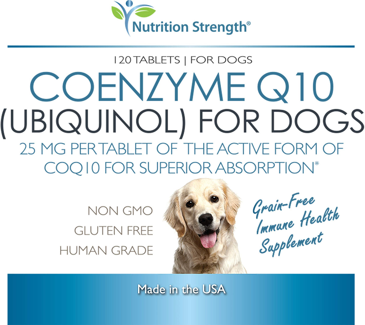 Coenzyme Q10 for Dogs Grain-Free Supplement, 120 Chewable Tablets D642
