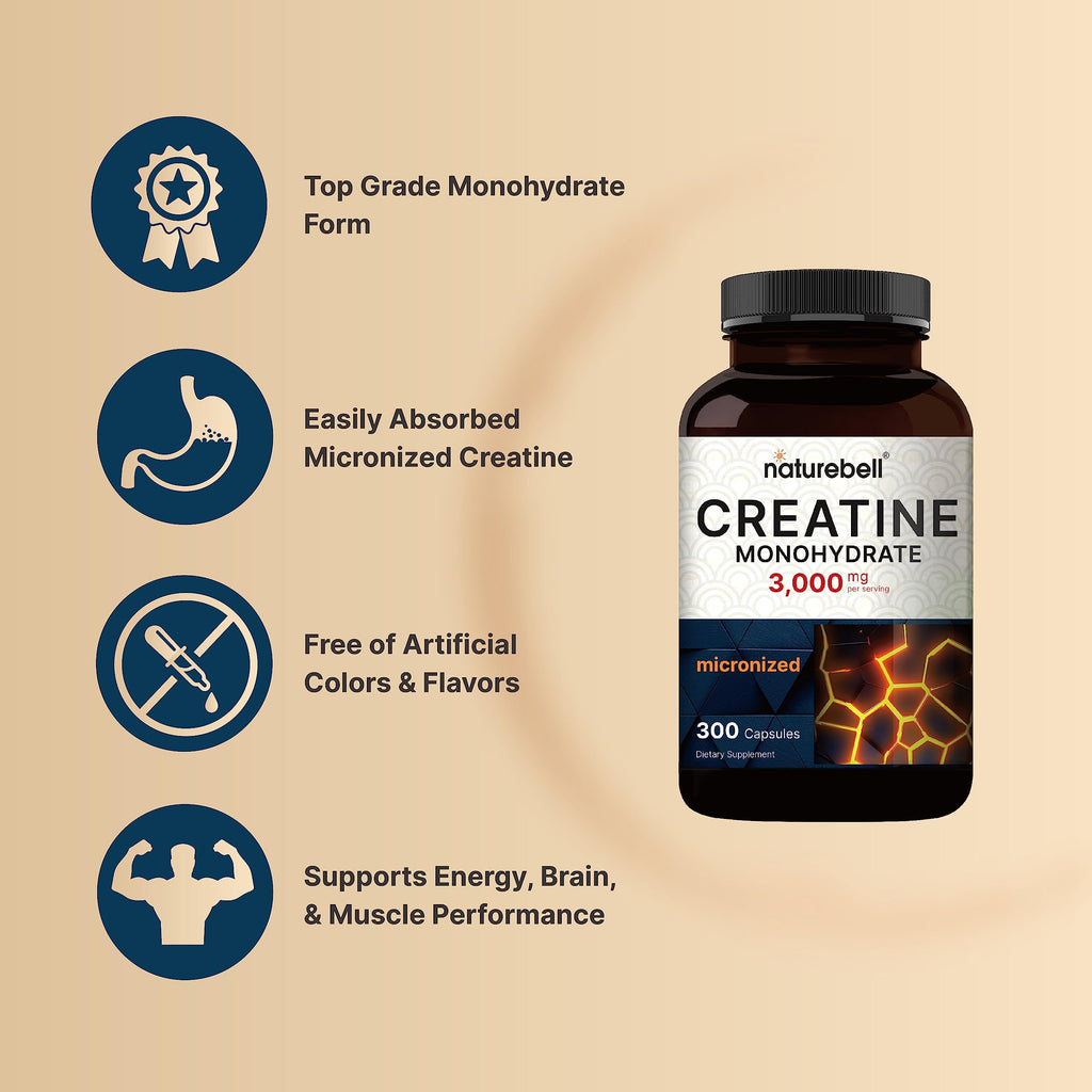 Creatine Monohydrate Capsules 3,000mg 300 Count Y37611