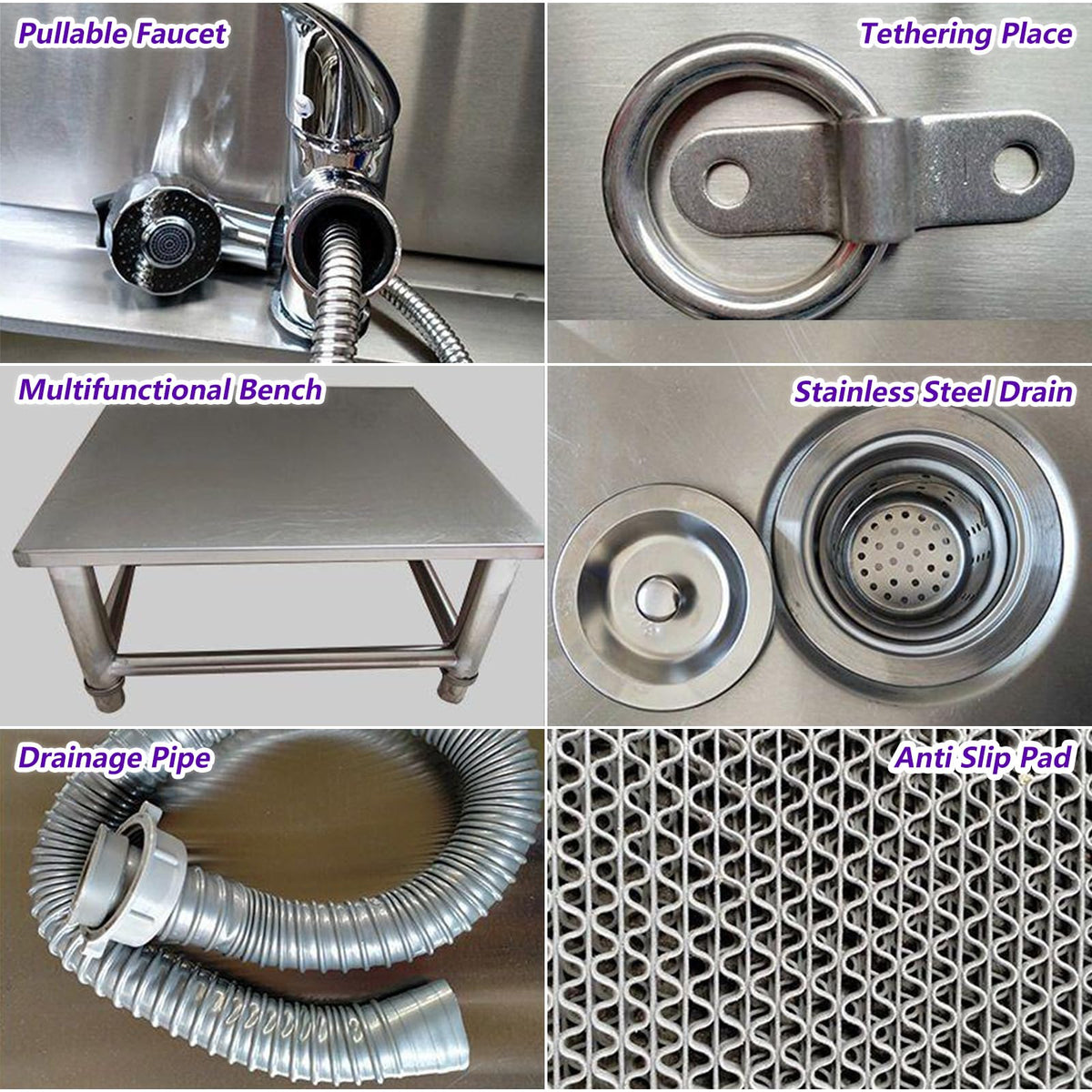 53'' Stainless Steel Pet Grooming Tub with Walk-in Stairs B5274