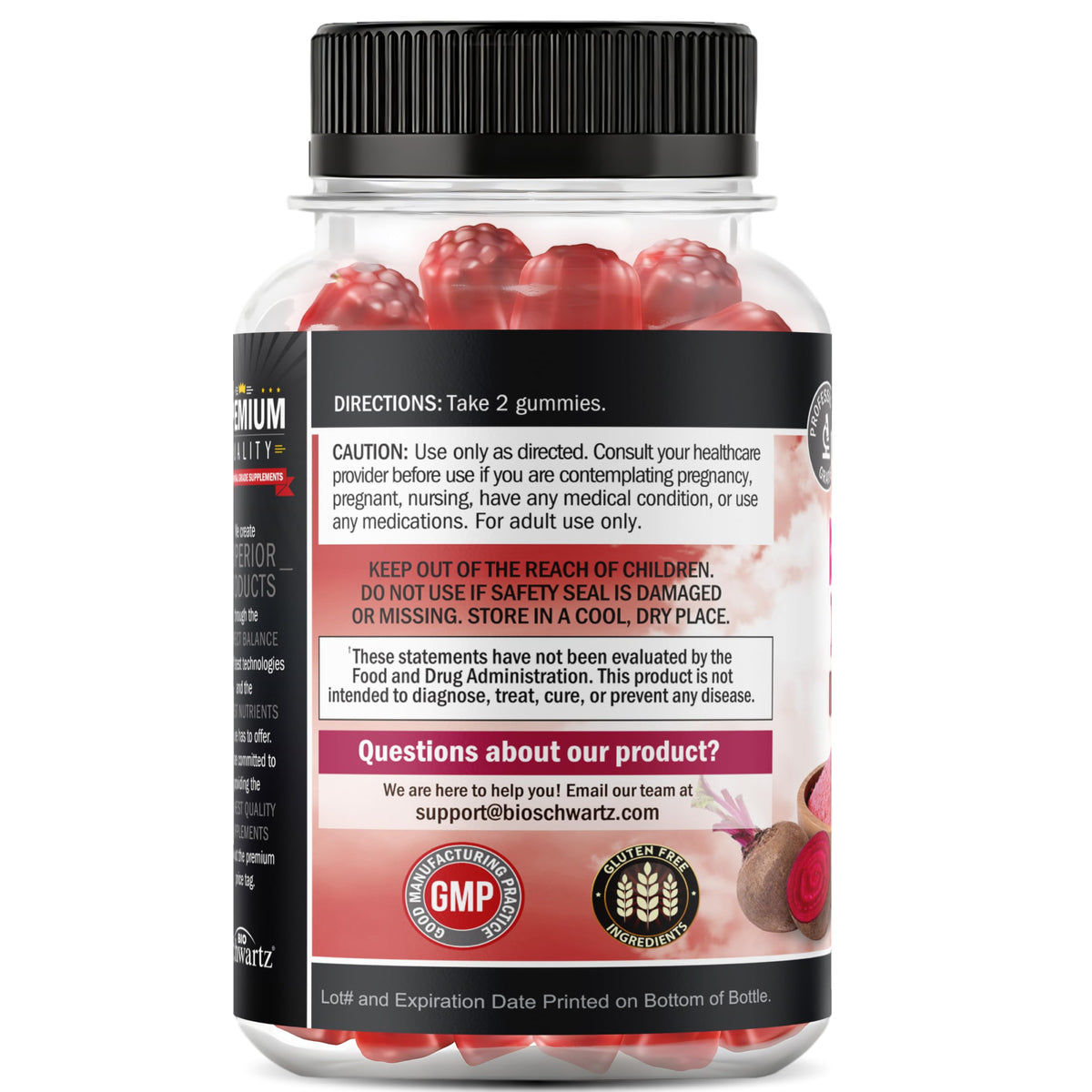 Sugar Free Beet Root Gummies Strawberry Flavor 120 Count O206