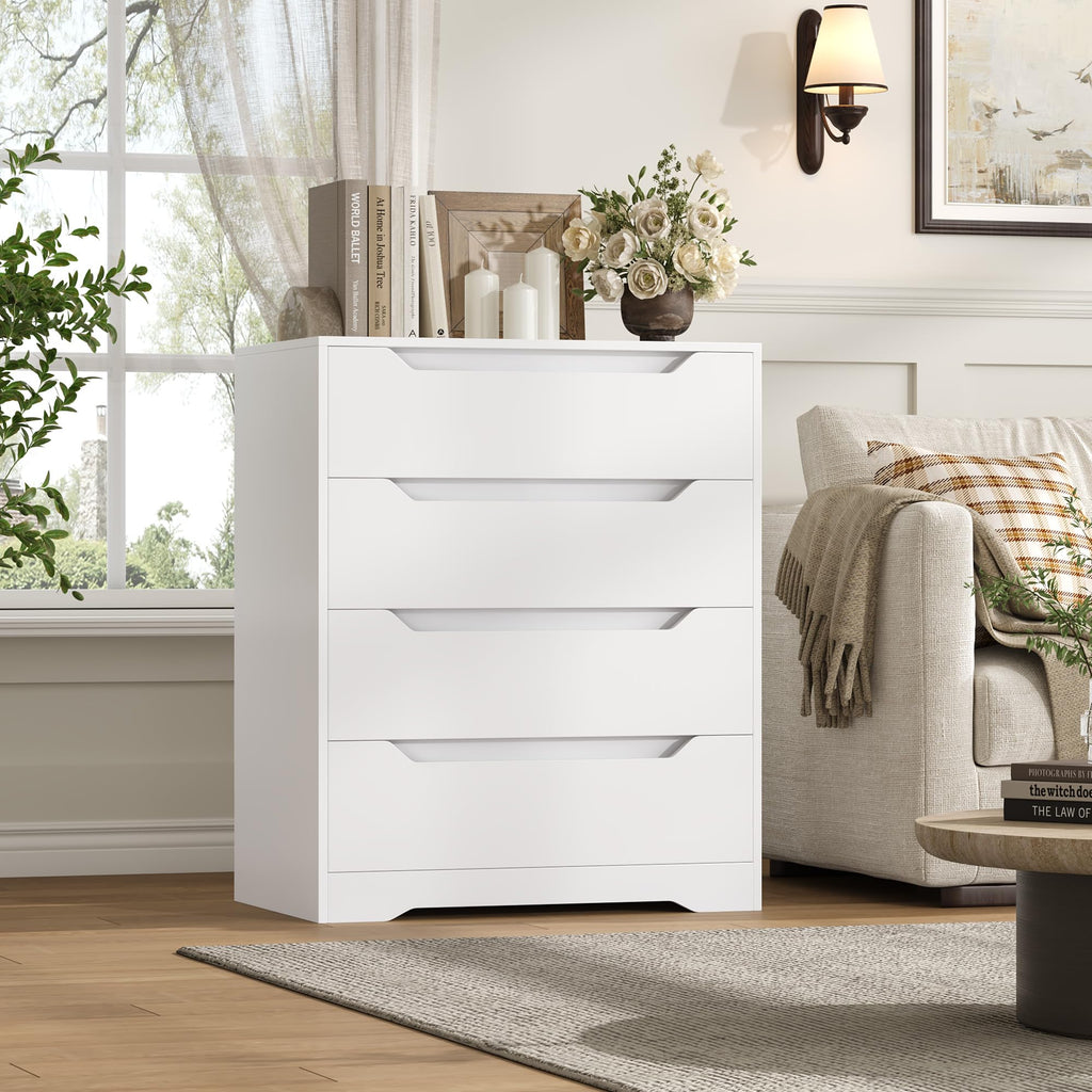 White 4 Drawer Wood Dresser A330