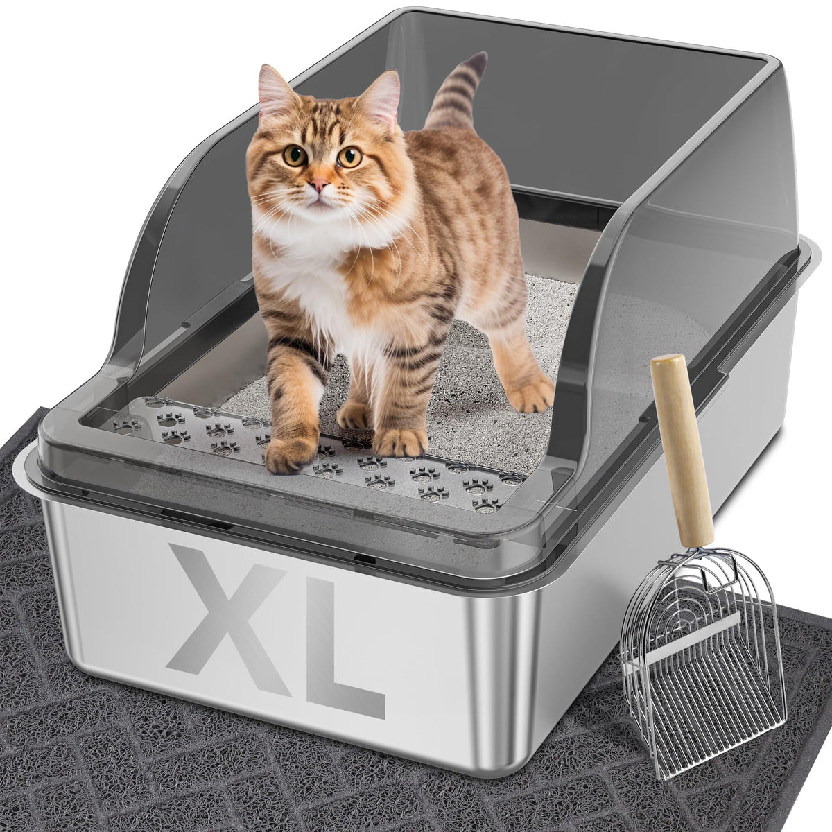 Stainless Steel Enclosed Cat Litter Box D2386