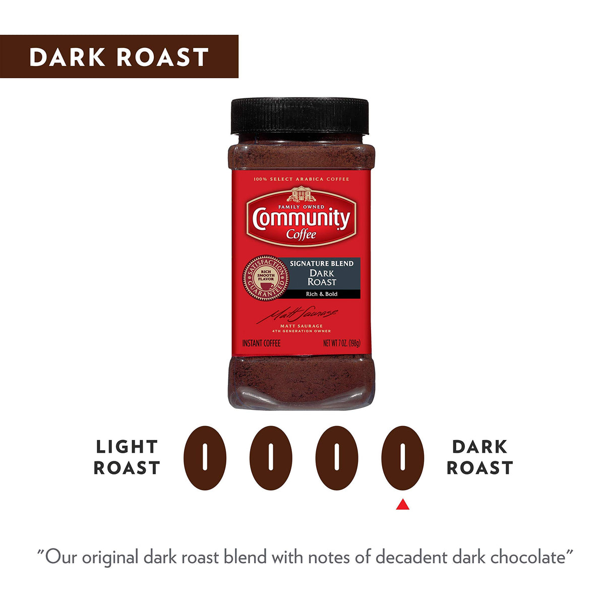 Dark Roast Instant Coffee 7 Ounce Jar Pack of 4 W95111
