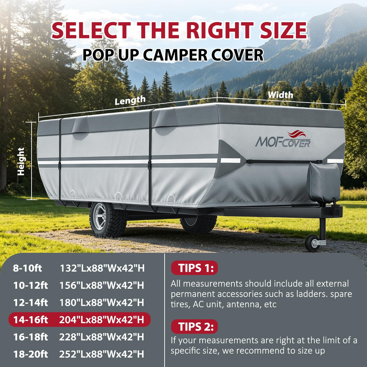 9 Layers Rip-Stop 14-16ft Pop Up Camper Cover D68628