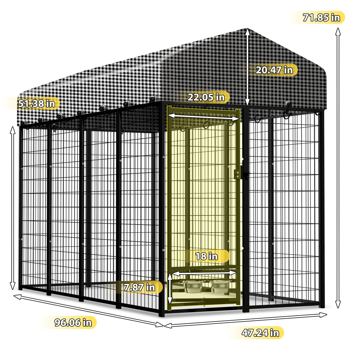 Large Outdoor Dog Kennel with Roof Cover A153