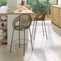 24" Height Metal Legs Faux Wicker Barstool Set of 2 X8765
