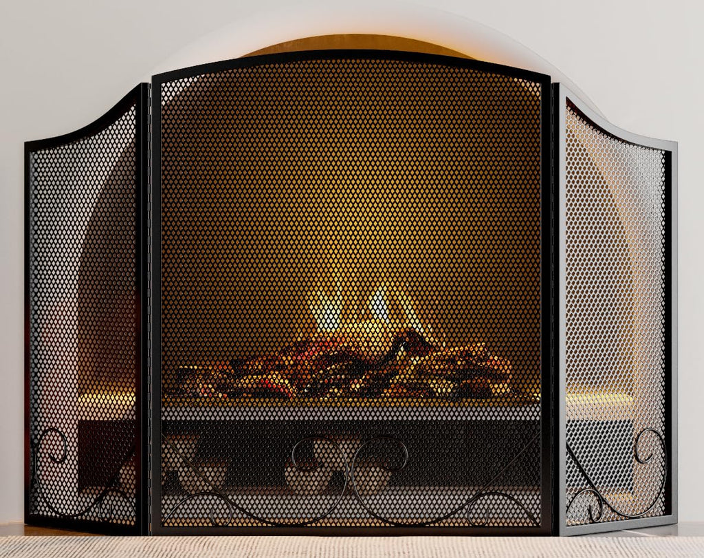 Black Wrought Iron Fireplace Screen B19570