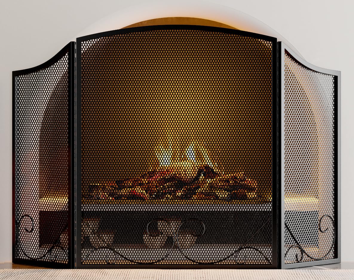 Black Wrought Iron Fireplace Screen B19570