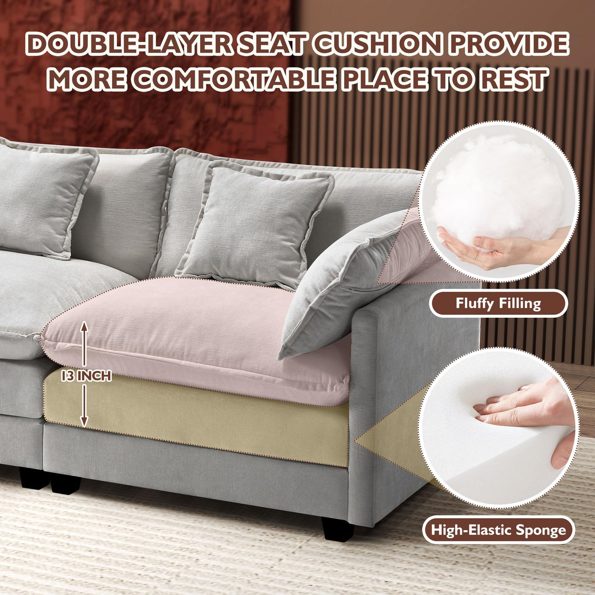 77 Inch Grey Chenille Loveseat F350