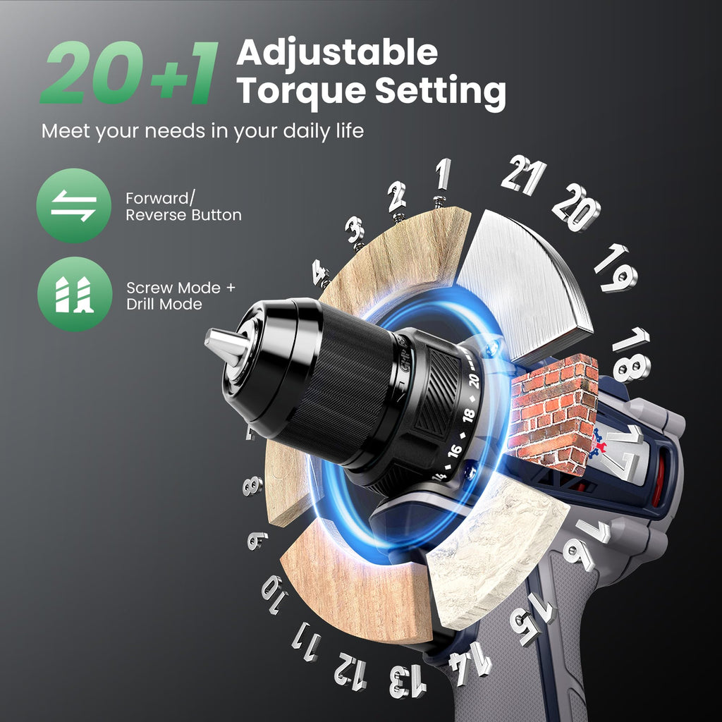 Brushless Cordless Drill Set 70N.m 3/8" Keyless Metal Chuck G85273