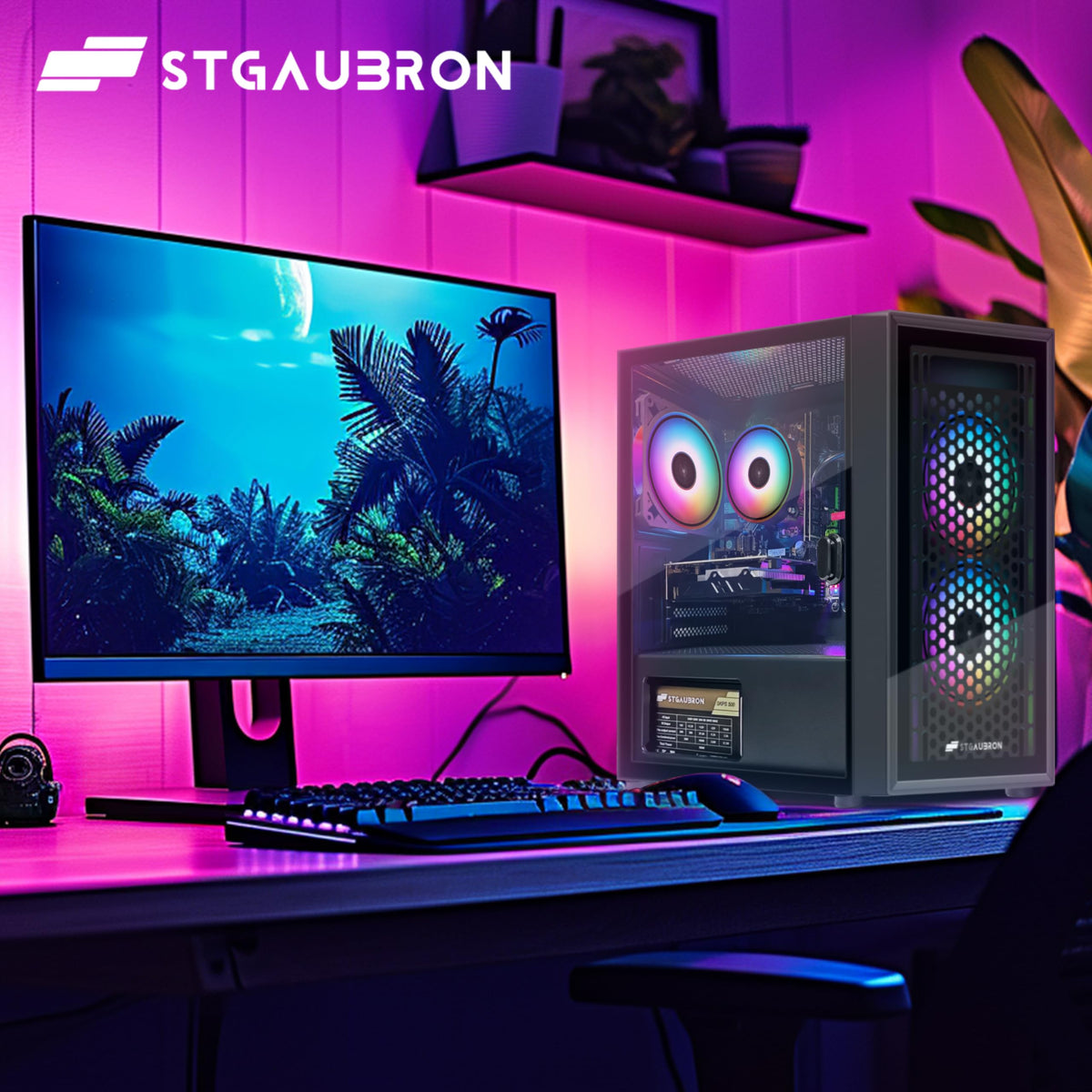 Gaming PC Bundle with 24Inch FHD LED Monitor, Intel Core i5, 16G RAM, 512G SSD W53998